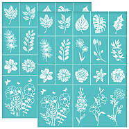 Self-Adhesive Silk Screen Printing Stencil, for Painting on Wood, DIY Decoration T-Shirt Fabric, Turquoise, Flower, 280x220mm(DIY-WH0338-241)