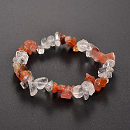 Chips Gemstone Beaded Stretch Bracelets, Red Agate, 50mm(BJEW-JB01825-03)