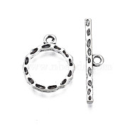 Tibetan Style Alloy Toggle Clasps, Cadmium Free & Lead Free, Ring, Antique Silver, Bar: 28x5x2mm, Hole: 1.6mm, Ring: 18x14x1.5mm, Hole: 1.6mm, about 870pcs/1000g(TIBE-N011-055)