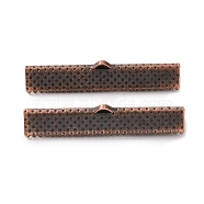 Iron Ribbon Crimp Ends, Red Copper, 8x40mm, Hole: 1mm(IFIN-R228-10R)