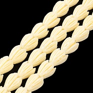 Synthetic Coral Dyed Beads Strands, Magnolia Flower, Light Yellow, 8.5x7mm, Hole: 1mm, about 35pcs/strand, 11.22''(28.5cm)(CORA-P008-04B-02)