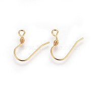 304 Stainless Steel Earring Hooks, with Horizontal Loop, Golden, 15.5x16x0.7mm, Hole: 1.8mm, 21 Gauge, Pin: 0.7mm(STAS-I100-22G)