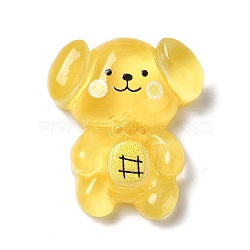 Translucent Resin Decoden Cabochons, Cartoon Dog with Pineapple, Yellow, 23x20x7mm(RESI-M039-04D)