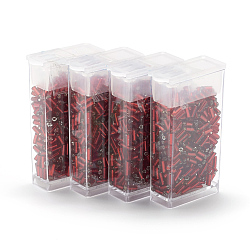 MGB Matsuno Glass Beads, Japanese Bugle Beads, Silver Lined Glass Round Hole Beads, Dark Red, 4.5x1.8mm, Hole: 0.5mm, about 340pcs/box, net weight: about 10g/box(SEED-R035C-37RR)
