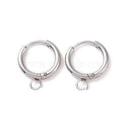 Tarnish Resistant 304 Stainless Steel Huggie Hoop Earring Findings, with Horizontal Loop, Stainless Steel Color, 12 Gauge, 17x14x2mm, Hole: 2.5mm, Pin: 1mm(X-STAS-J400-36P)