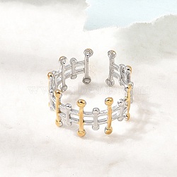 304 Stainless Steel Cuff Open Rings for Women, Ion Plating(IP), Golden & Stainless Steel Color, 11.5mm, US Size 8 1/2(18.5mm)(SA-CBA82C8-15GP)