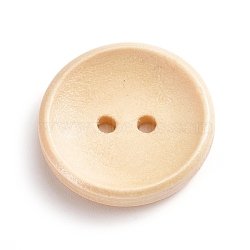 Natural Wooden Buttons, 2-Hole, Dyed, Flat Round, Wheat, 20x4mm, Hole: 1.8mm(BUTT-WH0015-04C-20mm)