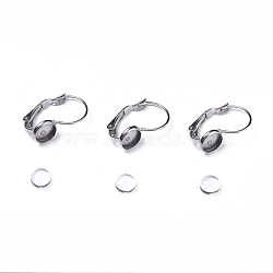 DIY Earring Making, with 304 Stainless Steel Leverback Earring Findings and Transparent Oval Glass Cabochons, Stainless Steel Color, Cabochons: 5.5~6x3mm, 1pc/set, Earring Findings: 19x8mm, Tray: 6mm, Pin: 0.8mm, 1pc/set(DIY-X0293-65A)