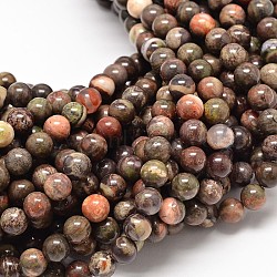 Natural Rainforest Agate Round Bead Strands, 6mm, Hole: 1mm, about 62pcs/strand, 15.7 inch(X-G-P075-45-6mm)