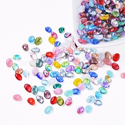 Czech Glass Beads, Electroplated/Dyed/Transparent/Imitation Opalite, Oval, Mixed Color, 8.5x6x4.5mm, Hole: 0.8mm about 357~363pcs/bag(GLAA-G070-10A)