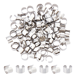 100Pcs 316 Stainless Steel Ear Cuff Findings, Ring with Word Happy, Stainless Steel Color, 11x7mm, Hole: 0.9mm(STAS-DC0007-87)
