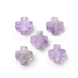 Natural Amethyst Beads, Cross, 8x8x3mm, Hole: 1.2mm(G-K369-04G)