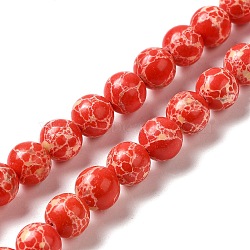 Synthetic Imperial Jasper Dyed Beads Strands, Round, Red, 8mm, Hole: 1.2mm, about 47~48pcs/strand, 14.96''~15.16''(38~38.5cm)(G-P507-01A-08)