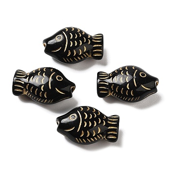 Opaque Acrylic Beads, Fish, Black, 21.5x14x9mm, Hole: 2mm, about: 330pcs/500g