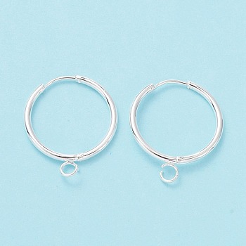 201 Stainless Steel Huggie Hoop Earring Findings, with Horizontal Loop and 316 Surgical Stainless Steel Pin, Silver, 23x19.5x1.5mm, Hole: 2.5mm, Pin: 1mm