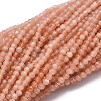Natural Sunstone Beads Strands, Round, 2mm, Hole: 0.5mm, about 195pcs/strand, 15.35 inch(39cm)