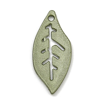 Alloy Pendants, Spray Painted, Christmas Scheme Charms, Leaf, 24.5x11x1.5mm, Hole: 1.4mm