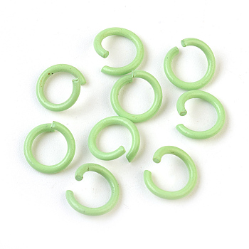 Iron Jump Rings, Open Jump Rings, Pale Green, 17 Gauge, 8~8.5x1.2mm, Inner Diameter: 5~6mm