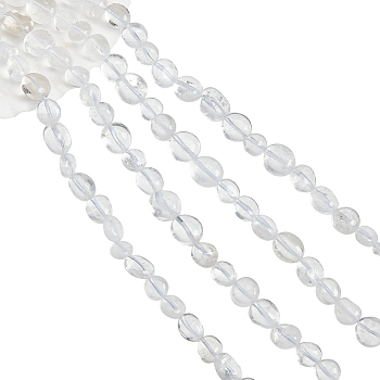 2 Strands Natural Quartz Crystal Beads Strands, Rock Crystal Beads, Oval, 8~15x7~12x4~12mm, Hole: 1mm, about 30~45pcs/strand, 15.7 inch(39.88cm)