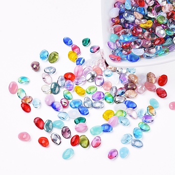 Czech Glass Beads, Electroplated/Dyed/Transparent/Imitation Opalite, Oval, Mixed Color, 8.5x6x4.5mm, Hole: 0.8mm about 357~363pcs/bag