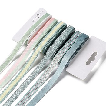 18 Yards 6 Styles Polyester Ribbon, for DIY Handmade Craft, Hair Bowknots and Gift Decoration, Green Color Palette, Light Sea Green, 3/8~1/2 inch(9~12mm), about 3 yards/style
