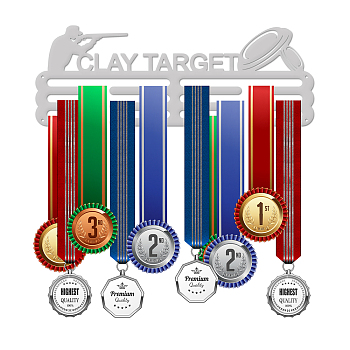 Clay Target Theme Iron Medal Hanger Holder Display Wall Rack, with Screws, Target Pattern, 150x400mm