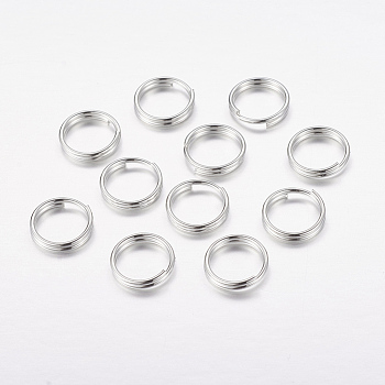 Iron Split Rings, Double Loops Jump Rings, Cadmium Free & Nickel Free & Lead Free, Platinum, 8x1.6mm, about 7.2mm inner diameter, about 7000pcs/1000g