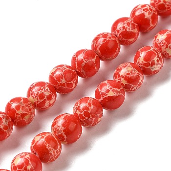 Synthetic Imperial Jasper Dyed Beads Strands, Round, Red, 8mm, Hole: 1.2mm, about 47~48pcs/strand, 14.96''~15.16''(38~38.5cm)