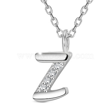 Clear Letter Z Sterling Silver Necklaces