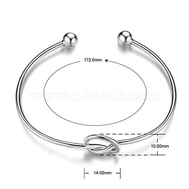 Shegrace chaud tendance noeud plaqué rhodium 925 bracelet manchette torque en argent sterling(JB06A)-2