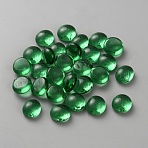 Transparent Glass Beads, No Hole, Flat Round, Green, 14~14.5x8mm(GLAA-WH0030-45B)