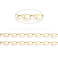 Brass Handmade Link Chains, with Spool, for Craft Jewelry Making, Long-Lasting Plated, Unwelded, Heart, Real 18K Gold Plated, 6x12x0.5mm, about 32.8 Feet(10m)/roll(CHC-G006-06G)