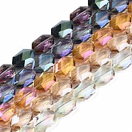 Electroplate Transparent Glass Beads Strands, AB Color Plated, Faceted, Oval, Mixed Color, 12x8x5mm, Hole: 1mm, about 59~60pcs/strand, 27.95~28.35inch(71~72cm).(EGLA-S194-16B)