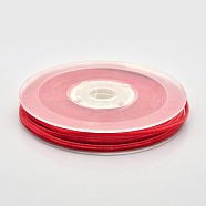 Polyester Velvet Ribbon for Gift Packing and Festival Decoration, Red, 1/8 inch(4mm), about 100yards/roll(91.44m/roll)(SRIB-M001-4mm-235)