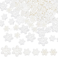 3 Styles Opaque Resin Cabochons, with Glitter Powder, Christmas, Snowflake, White, 17~27.5x18~25x3~4mm, 120pcs/box(CRES-GF0001-01)