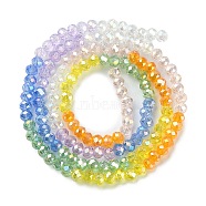 Transparent Electroplate Glass Beads Strands, AB Color Plated, Faceted, Abacus, Colorful, 4~5x3~3.5mm, Hole: 1mm, about 147pcs/strand, 20.08''(51cm)(GLAA-YW0002-F01)