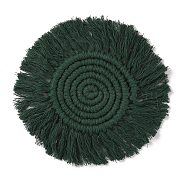 Cotton Woven Coaster, Placemat, for Drinks Home Decoration, Flat Round, Dark Green, 190x11.5mm(AJEW-WH0314-46)