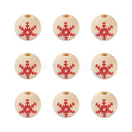 Natural Wooden Beads, Round with Snowflake Pattern, BurlyWood, 5/8 inch(16mm), Hole: 4mm(WOOD-TAC0010-02A)