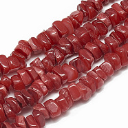 Freshwater Shell Beads Strands, Dyed, Chip, Dark Red, 4~14x4~8x1~8mm, Hole: 1mm, about 210~250pcs/strand, 31.4 inch(SHEL-S270-12)