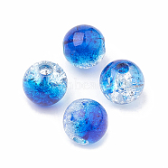 Acrylic Beads, Transparent Crackle Style, Round, Blue, 8x7mm, Hole: 2mm, about 1840pcs/500g(OACR-N002-02H)