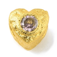 Brass Spacer Beads, with Rhinestone, Heart, Matte Gold Color, Crystal, 4.5x4.5x4mm, Hole: 1.6mm(KK-M244-03MG-01)