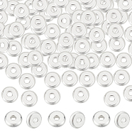 100Pcs 304 Stainless Steel Spacer Beads, Flat Round, Silver, 4x1.2mm, Hole: 1.2mm(STAS-UN0051-49)