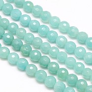 Natural Amazonite Round Bead Strands, Faceted, 6mm, Hole: 1mm, about 66pcs/strand, 15.7 inch(G-N0081-F6mm-18)