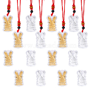 16Pcs 2 Colors Gold Foil Rabbit Pendant Necklaces Set with Red Ropes, Chinese Zodiac Lucky Adjustable Necklaces, 2023 Year Gift for Women, Golden & Silver, 16.54~25.20 inch(42~64cm), 8Pcs/color(NJEW-CA0001-08)