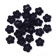 Flocky Acrylic Bead Caps, 5-Petal, Flower, Black, 24x6.5mm, Hole: 2.5mm(X-OACR-I001-A06)