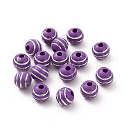 Plating Acrylic Beads, Silver Metal Enlaced, Round, Blue Violet, 8mm, Hole: 2.2mm, about 1900pcs/500g(OACR-C013-01A)