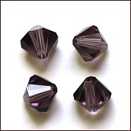 Imitation Austrian Crystal Beads, Grade AAA, Faceted, Bicone, Purple, 6x6mm, Hole: 0.7~0.9mm(SWAR-F022-6x6mm-204)