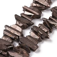 Natural Quartz Crystal Points Beads Strands, Dyed, Nuggets, Coconut Brown, 15~30x4~8x4~7mm, Hole: 1mm, 8 inch(G-K181-B29)