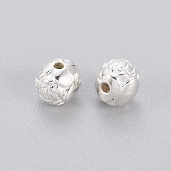 CCB Plastic Beads, Rose Flower Beads, Silver Color Plated, 6mm, Hole: 1mm(CCB-J027-32S)