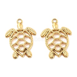 Vacuum Plating 304 Stainless Steel Pendant, Hollow, Tortoise Charm, Golden, 22x16x2mm, Hole: 1.6mm(STAS-F287-45G)